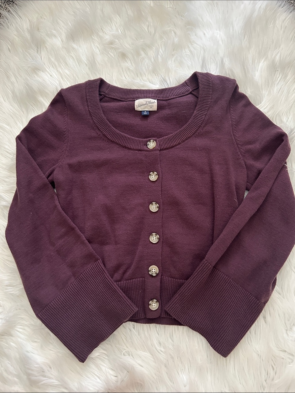 Universal Thread Plum Button-Up Crewneck Cardigan